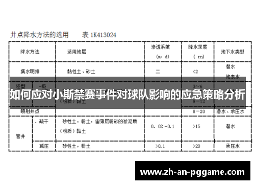 如何应对小斯禁赛事件对球队影响的应急策略分析
